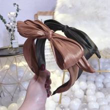 wholesale Solid Color Big Butterfly Knot Hair Accessories Head Band Custom Fashion Designer Silk Headbands